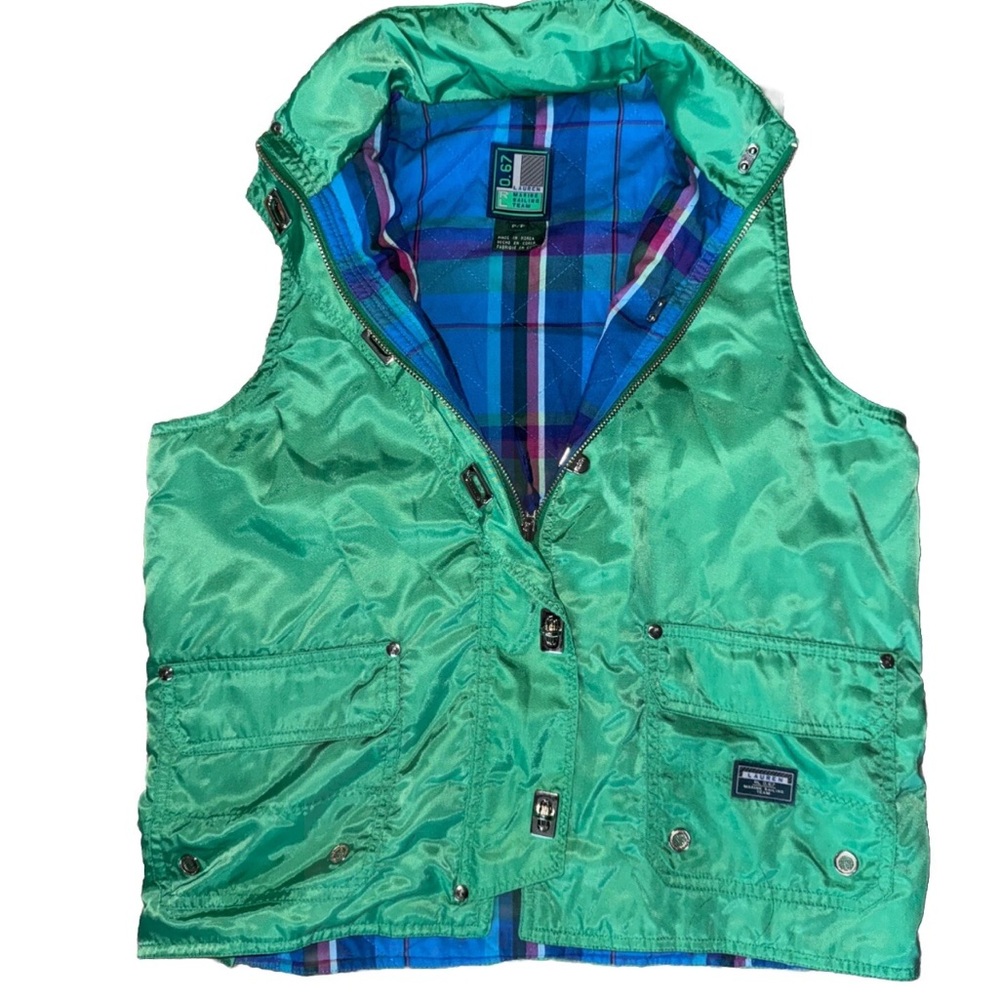 Vintage Ralph Lauren Marine Sailing Team Plaid Nautical Vest size XS